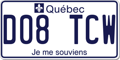QC license plate D08TCW