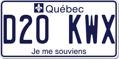 QC license plate D20KWX
