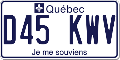 QC license plate D45KWV