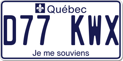 QC license plate D77KWX