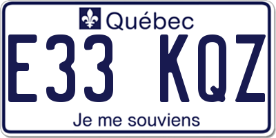 QC license plate E33KQZ