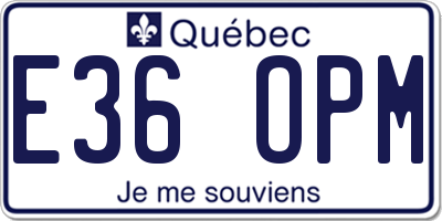 QC license plate E36OPM