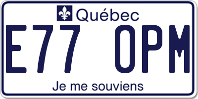QC license plate E77OPM