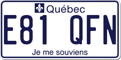 QC license plate E81QFN