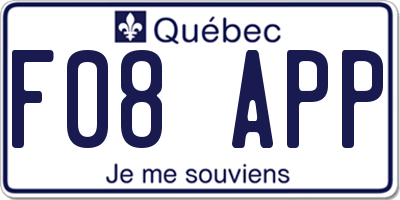QC license plate F08APP