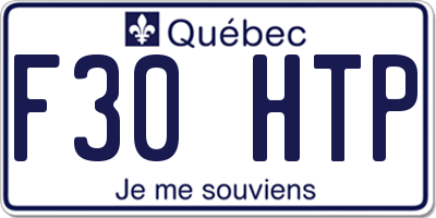 QC license plate F30HTP