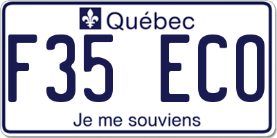 QC license plate F35ECO