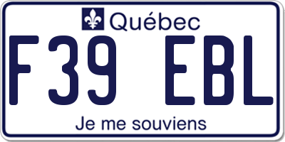 QC license plate F39EBL
