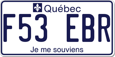 QC license plate F53EBR