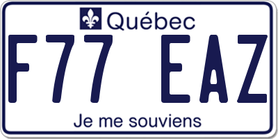 QC license plate F77EAZ