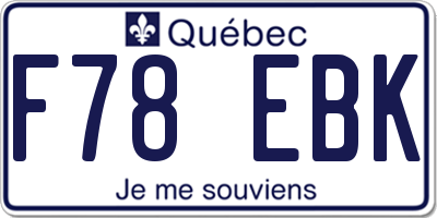 QC license plate F78EBK