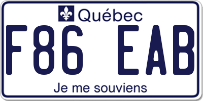 QC license plate F86EAB