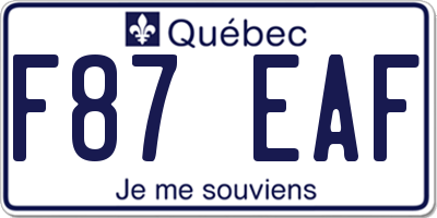 QC license plate F87EAF