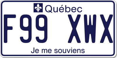QC license plate F99XWX