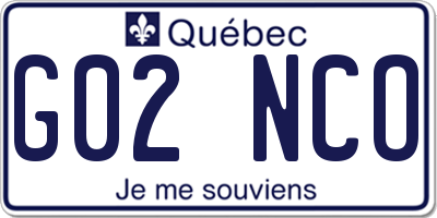 QC license plate G02NCO