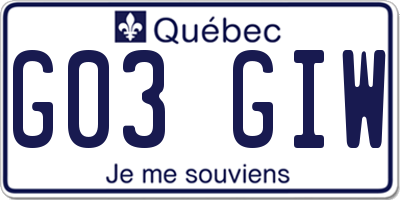 QC license plate G03GIW
