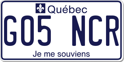 QC license plate G05NCR