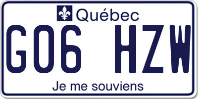 QC license plate G06HZW