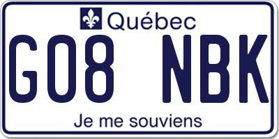 QC license plate G08NBK