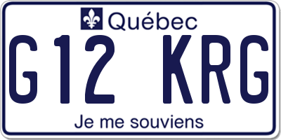 QC license plate G12KRG