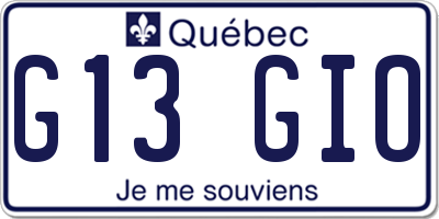QC license plate G13GIO