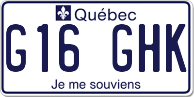 QC license plate G16GHK