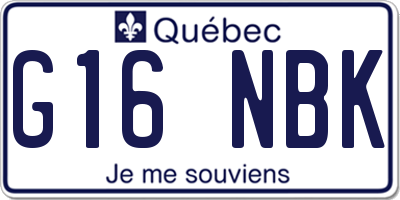 QC license plate G16NBK
