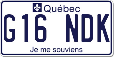 QC license plate G16NDK