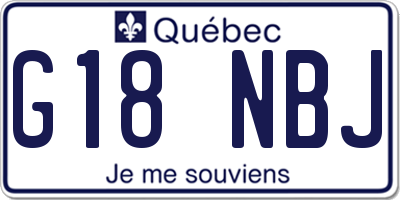 QC license plate G18NBJ