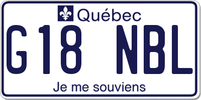 QC license plate G18NBL