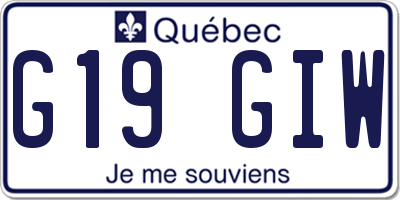 QC license plate G19GIW