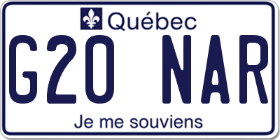QC license plate G20NAR