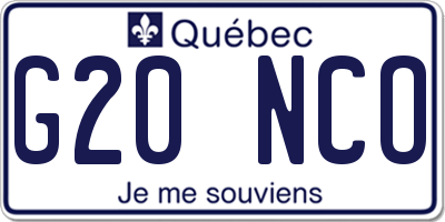 QC license plate G20NCO