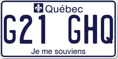 QC license plate G21GHQ
