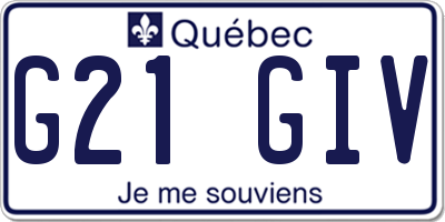 QC license plate G21GIV