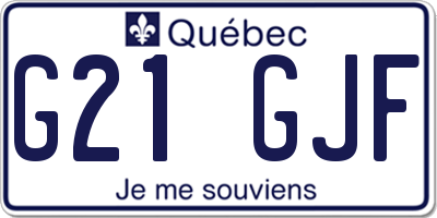 QC license plate G21GJF