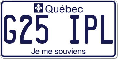 QC license plate G25IPL