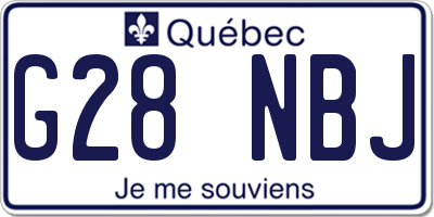 QC license plate G28NBJ
