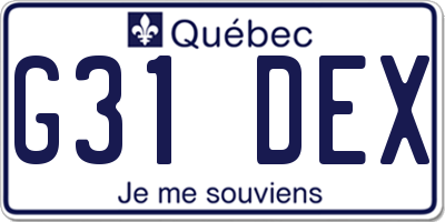 QC license plate G31DEX