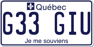 QC license plate G33GIU