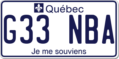 QC license plate G33NBA