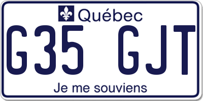QC license plate G35GJT