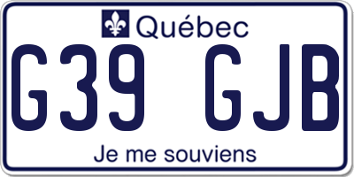 QC license plate G39GJB