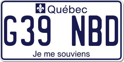 QC license plate G39NBD