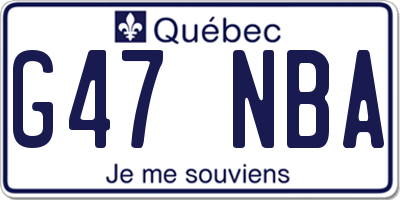 QC license plate G47NBA