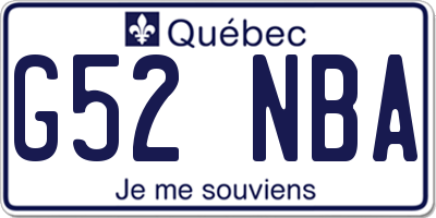 QC license plate G52NBA