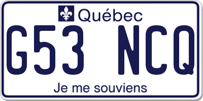 QC license plate G53NCQ