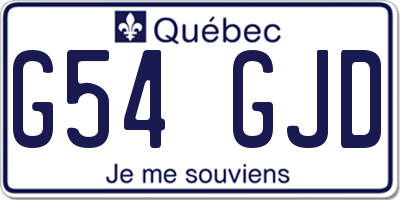 QC license plate G54GJD