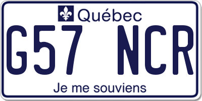 QC license plate G57NCR