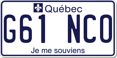 QC license plate G61NCO